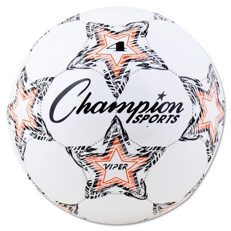 Champion Sports Viper Soccer Ball, Red/Black/White, Size 4 VIPER4